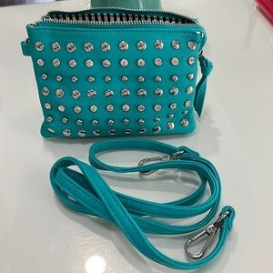 Turquoise small shoulder bag or clutch